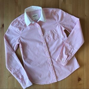 Abercrombie kids pink and white stripe button-down